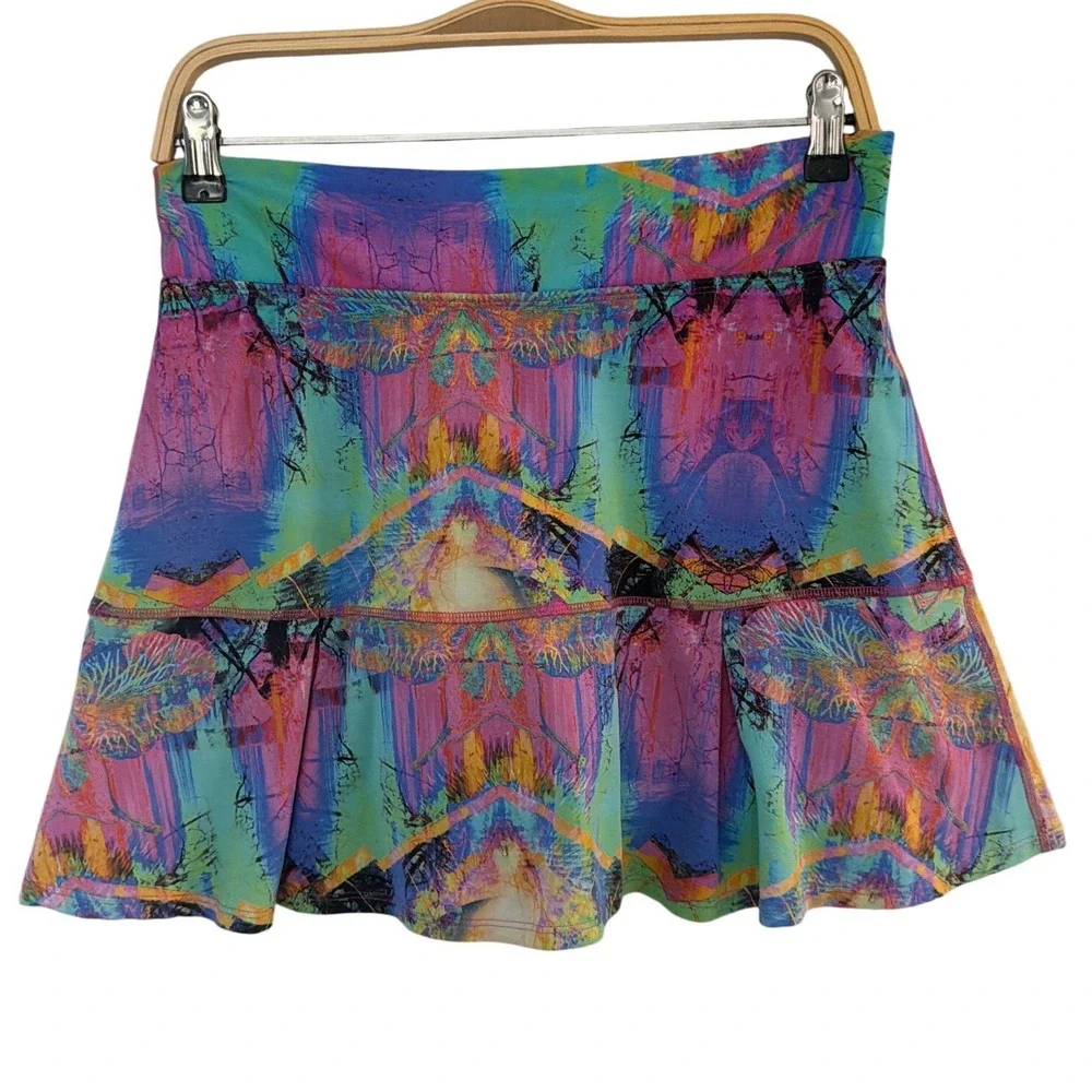 Dona Jo Skort Women Size 2 Abstract Print Activewear Tennis Skirt Pockets Lined